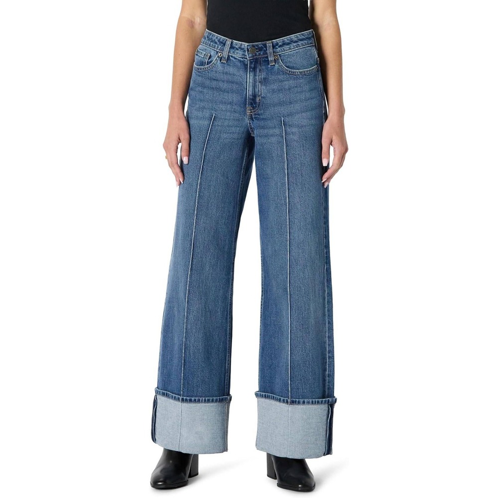 Amazon Essentials Jeans Wide Leg Front Seam 6 Blue Womens High‎ Rise Denim NWT